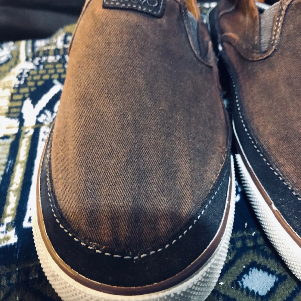 Crevo Brown Slip-On Canvas Loafers